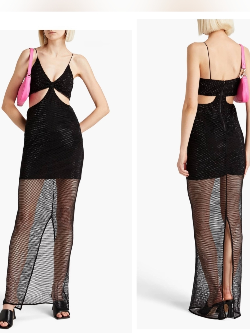 Alice + Olivia Havana embellished mesh cutout maxi dress in black Sz 0 $795 - Picture 5 of 14